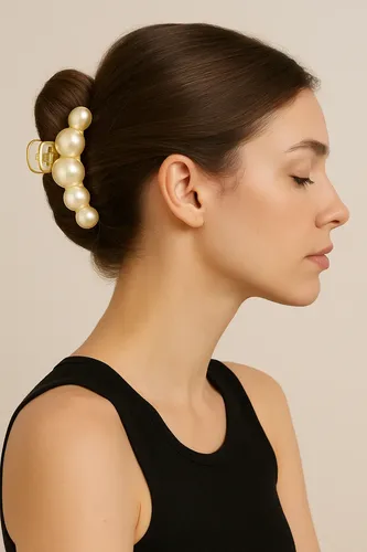 Gancho Pinza Broche Clip Pelo Grande Transparente Perlas