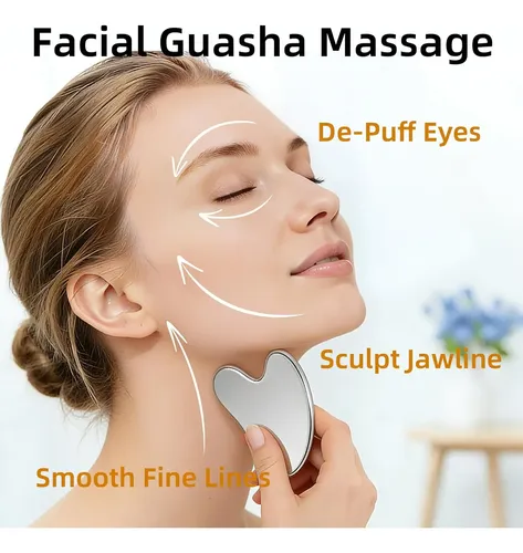 Gua Sha Acero Facial Contorno Seco Reductor Hinchazón