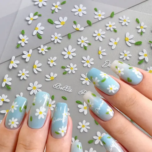 Adhesivos Para Uñas Con Motivos Florales De Estilo Dulce[u]
