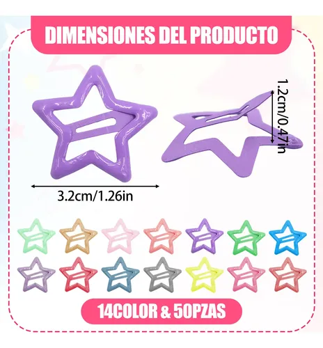 We 50 Horquillas Estrella Cabello Forma Multicolor Zx