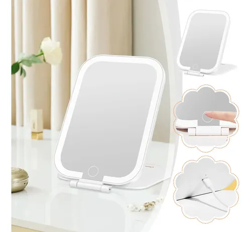 Espejo Recargable Pantalla Táctil Luz Led Usb Maquillaje