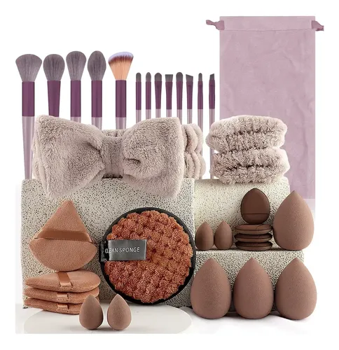 Set Brochas+ Acces Skincare +esponjas Vinchas Maquillaje
