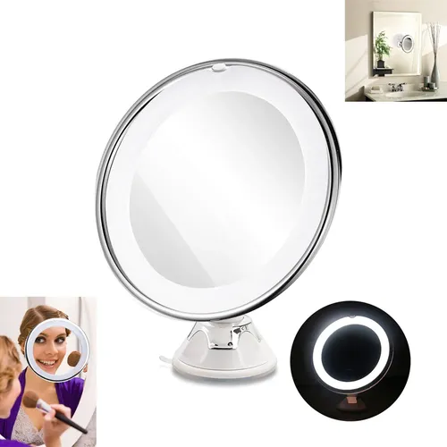 Espejo De Maquillaje Redondo De Sobremesa Led Con Aumento De