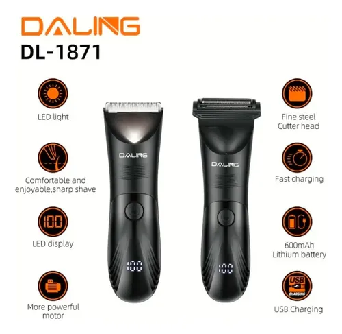 Corta Pelo 2 En 1 Corporal Barba Cabello Recargable Display