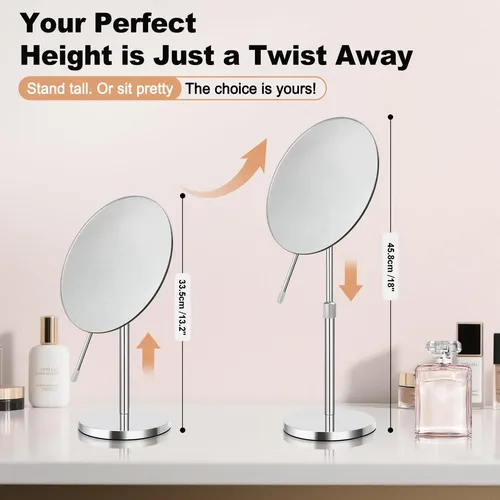 Espejo De Maquillaje Ffowcye 20cm Con Aumento 10x Cromado