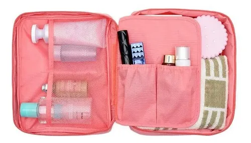 Neceser Bolso Porta Cosmeticos Organizador Maquillaje Baño Color Gris