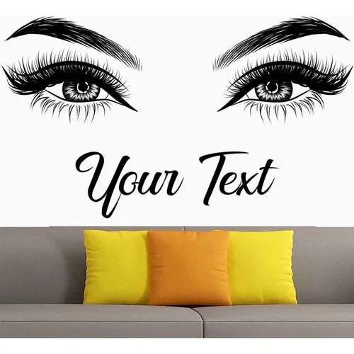 Calcomanía De Vinilo Para Pared Con Pestañas Y Cejas Para Salón De Belleza