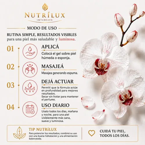 Gel Ducha Jabon Nutrilux Con Orquideas S/ Parabeno 5 Litros