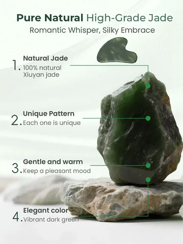 Gua Sha Tool Topold, Piedra De Jade Natural, Cara Verde