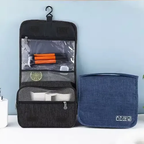Portacosmeticos Neceser De Viajes Para Organizar Y Proteger Maquillaje Cepillos Cremas | Estuche Desplegable Grande | Impermeable Color Negro | Totalequipos