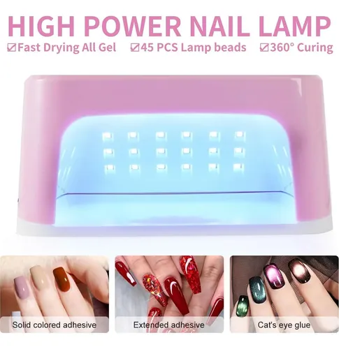 Lámpara De Uñas Uv Led Limegirl L5 Rosa Con Guantes Uv