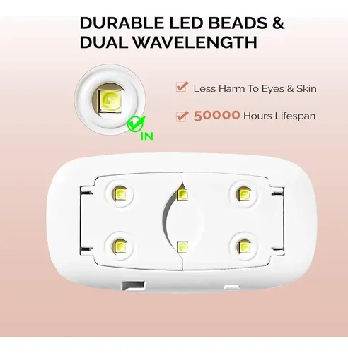 Lámpara Uv Led Nailog Mini 6w Portátil Con Cable Usb