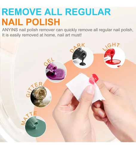 Removedor De Esmalte Anyins 100pcs Toallitas No Acetona