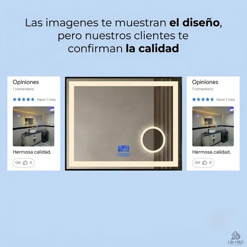 Espejo Moderno Bluetooth Luz Led Desempañador Display 60×80