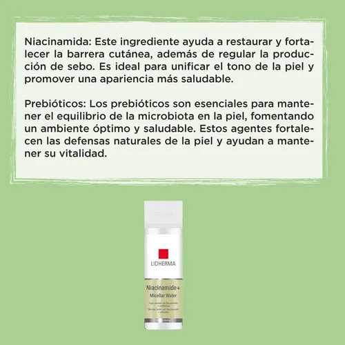 Lidherma Niacinamide+ Micellar Water NIACINAMIDA Prebióticos