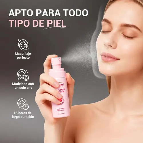 Bablabear Spray Fijador Maquillaje Mate 80 Ml Dura 16 Horas