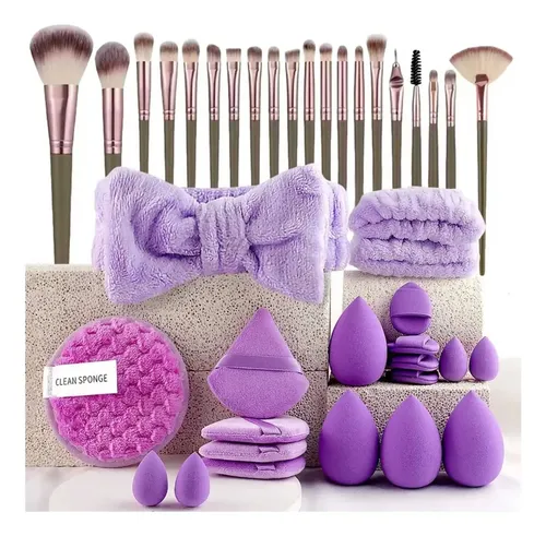 Kit De Cosmética 40 Piezas: Lavado Y Maquillaje Violeta