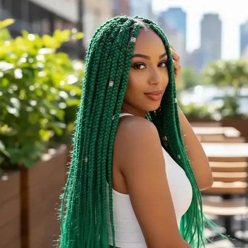 Kanekalon Extension Pelo Termico Trenza Africana 60cm Lfme Verde Fuerte A24