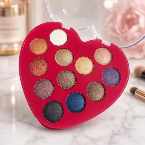 Sombra Ojos Brillante Tono 01 Paleta Corazon 12 Tonos Maquillaje Rostro Veoquiero