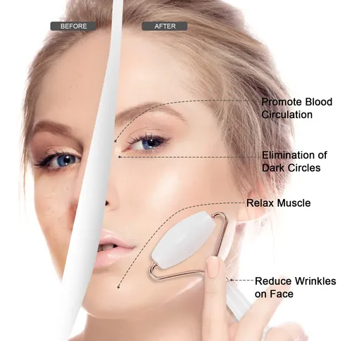 Rodillo Facial Y Gua Sha Xyzbstar Jade Blanco