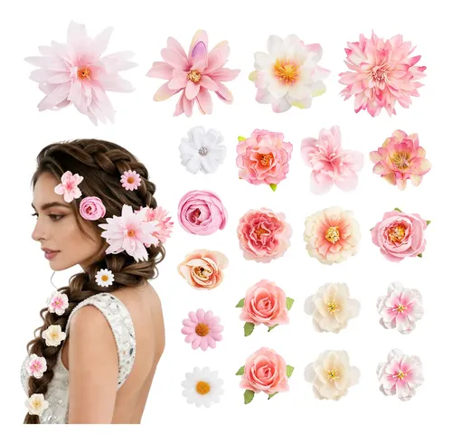 Jh Broches De Flor Para Cabello, 21 Pzas Coloridas Y Oi