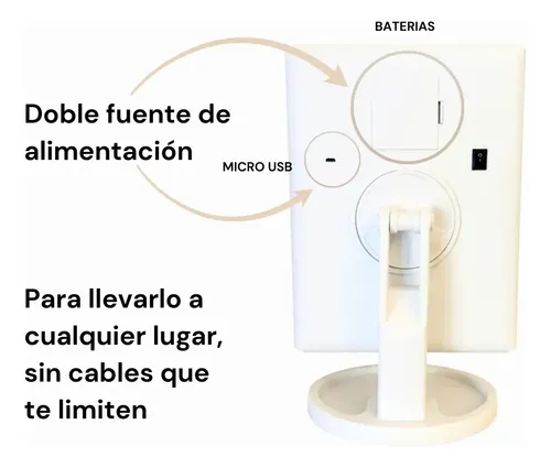 Espejo Maquillaje Giratorio 180 Pantalla Táctil Luz Led Ajus Blanco