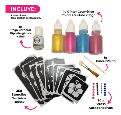 Kit Glitter Gliter Bar Tattoo Glitter Temporal Makeup