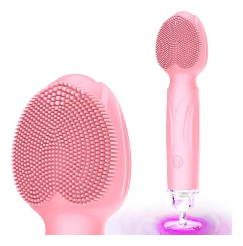 Cepillo Facial Recargable Silicona Rosa Impermeable