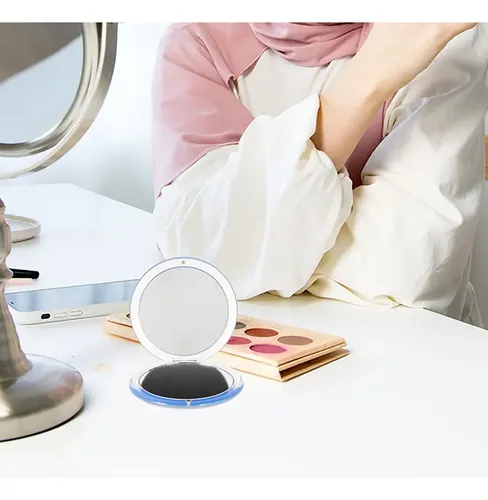 Espejo De Maquillaje Portátil Con Aumento Plegable