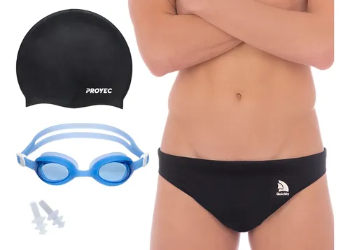 Malla Natacion Slip Guardavida Antiparras Gorra Quickly 1300