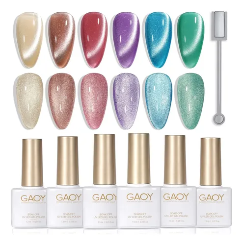 Set Esmalte Gel Ojo De Gato Holográfico Con Imán