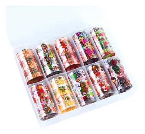 10 Rollos De Pegatinas Navideñas For Uñas, Árbol De !