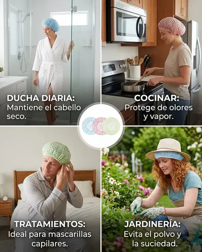 12 Piezas Gorra De Baño Mujer, Gorra De Baño Para La Ducha