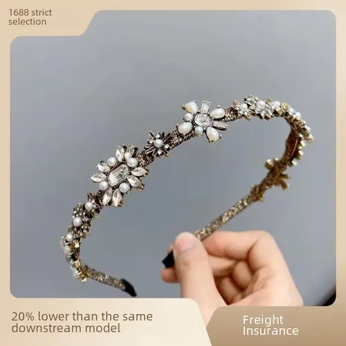 Diadema Barroca De Perlas For Mujer, Estilo Geométrico De H