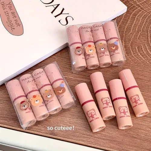 Set De 4 Mini Labiales Mate Para Estudiantes Y Mujer