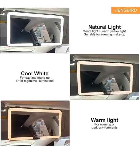 Espejo Led De Maquillaje Para Auto Parasol Recargable