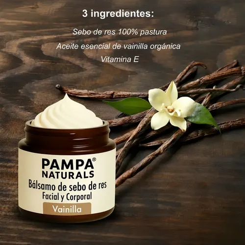 Crema Bálsamo Facial Vainilla Beef Tallow Sebo Res Nutritivo