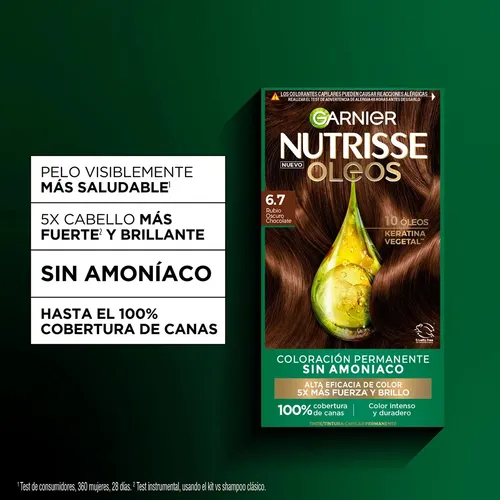 Kit Tintura Permanente Nutrisse Oleos Garnier Tono 6.7