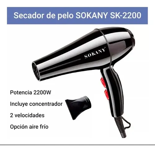 Secador De Pelo Sokany Frío/calor 2200w Negro