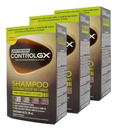 Pack Tintura En Shampoo Just For Men Control Gx 3 Unidades
