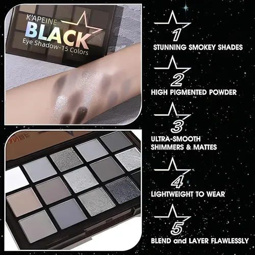 Paleta De Sombras K’apeine 15 Tonos Mate/brillo/gótico