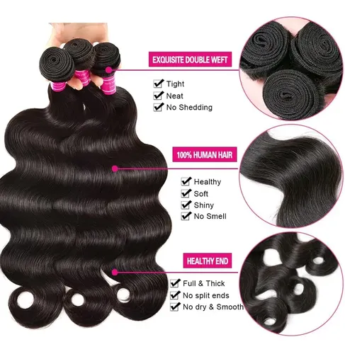 Hair Bundles Adigrace Body Wave, Cabello Humano 100% Virgen