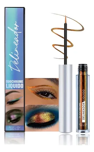 Maquillaje Delineador Sombra Naranja A Dorado Impermeable