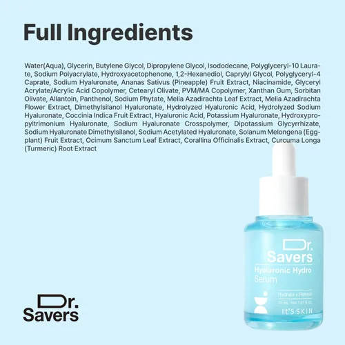 Sérum Facial De Ácido Hialurónico Dr.savers, 1.01 Fl Oz Todo Tipo De Piel Día/noche