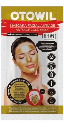 Mascara Facial Gold Mask C/ Hialuronico Otowil Sobre X20g Tipo De Piel Normal