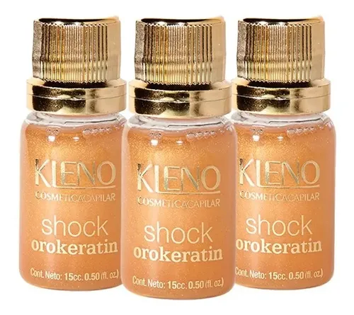 3 Ampollas Shock Keratina Oro Kleno Egyptian Gold 24k