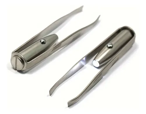 Pinza Led Para Cejas, Herramienta De Precisión De Acero Inox Plateado Liso