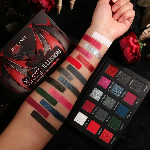 De’lanci Paleta Sombras Goth 15 Colores Rojo