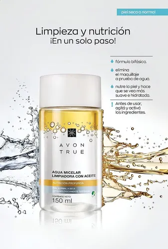 Avon Agua Micelar Bifasica Limpieza Facial Con Aceite
