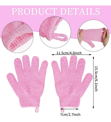 Guantes Exfoliantes De Baño Multicolor 4 Pares Con Nylon